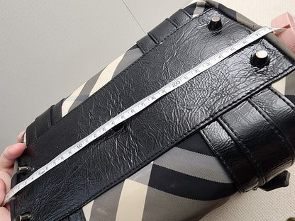 Burberry Black Nylon Beat Check Victoria Tote