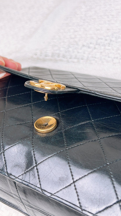 Chanel Black Vintage Button Flap (GHW)