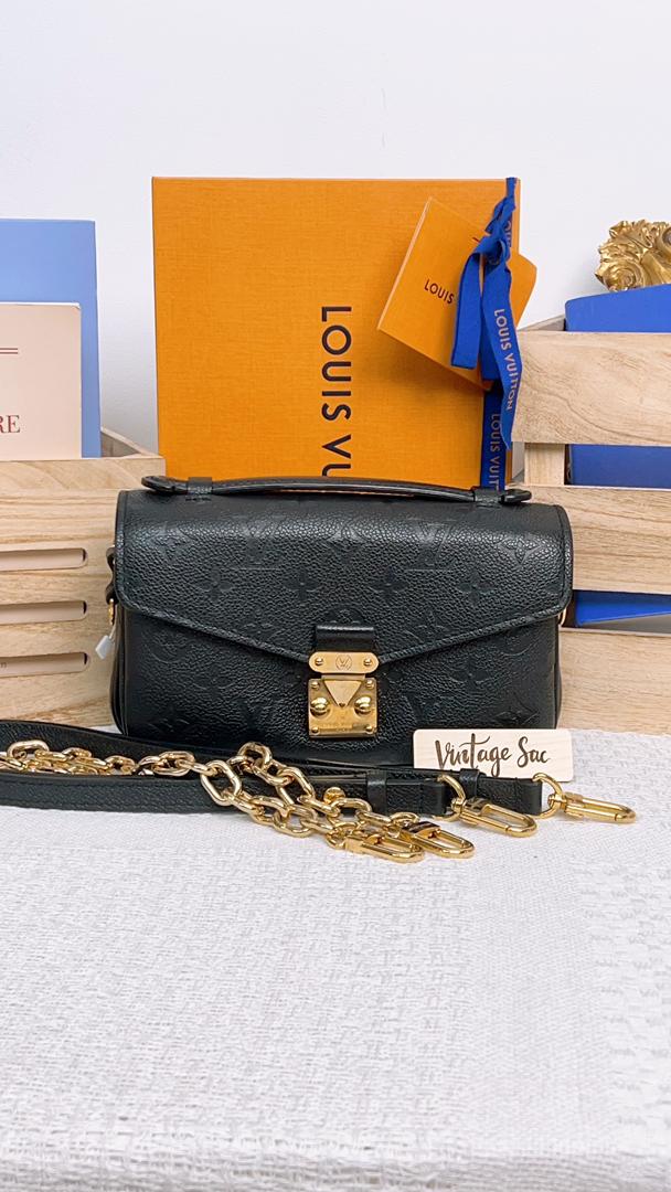 LV Black Monogram Empreinte Pochette Metis East West