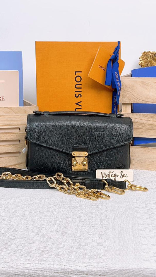 LV Black Monogram Empreinte Pochette Metis East West