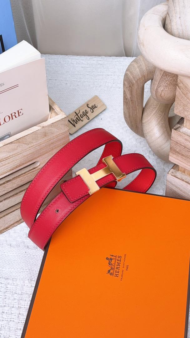 Hermes Red / Rose Jaipur Constance Reversible Belt 23mm