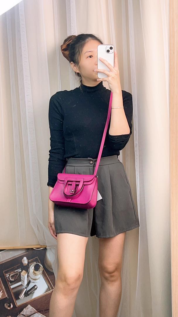 Hermes Rose Purple Swift Mini Halzan (PHW)