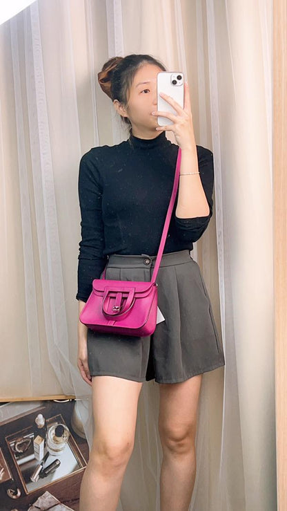 Hermes Rose Purple Swift Mini Halzan (PHW)