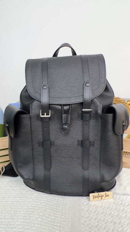LV Black Epi Christopher Backpack MM