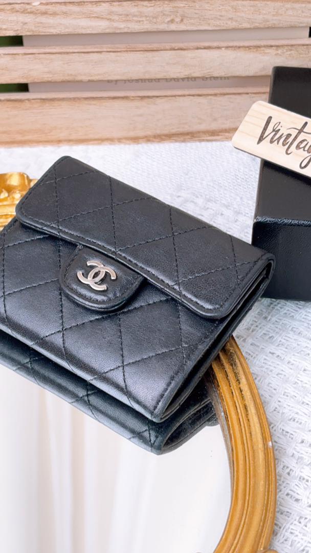 Chanel Black Lambskin XL Card Holder (SHW)