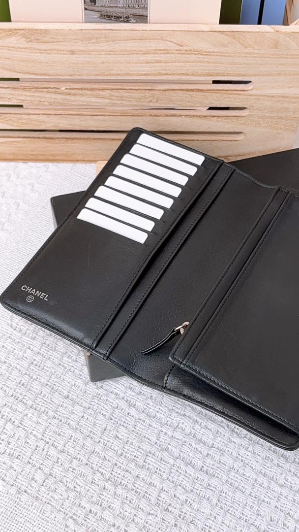 Chanel Black Caviar Timeless Bifold Long Wallet