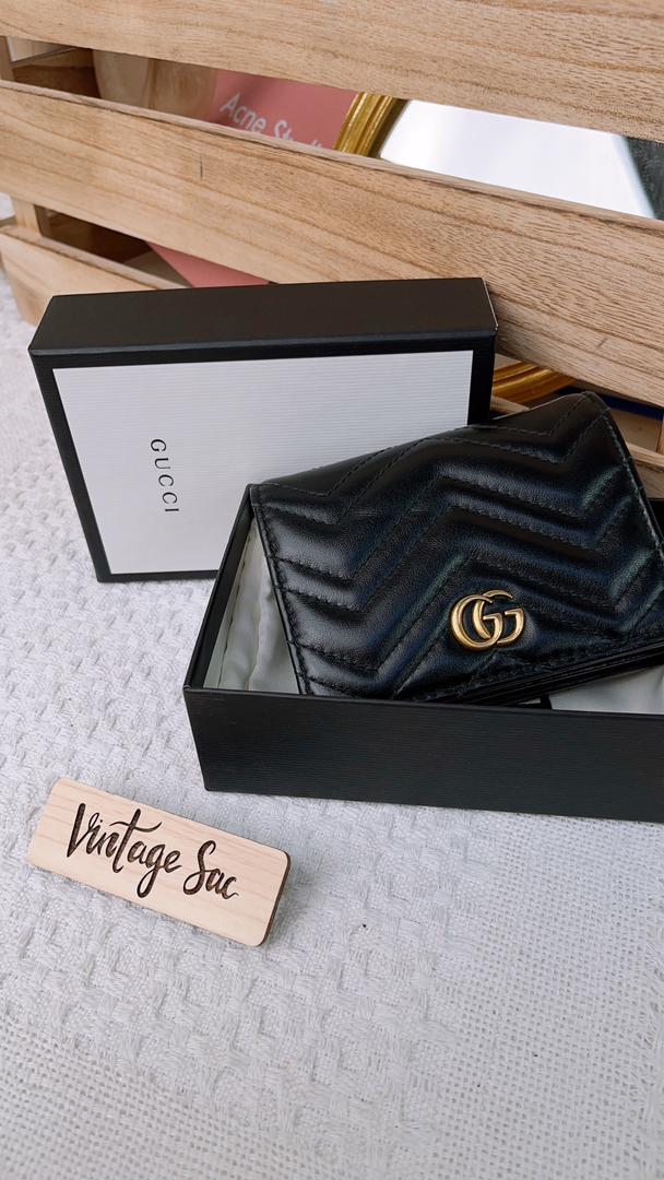 Gucci Black Marmont Bifold Wallet (GHW)