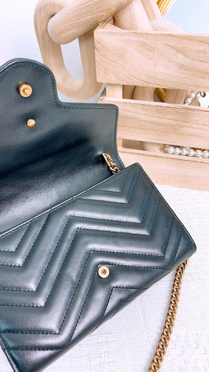 Gucci Black Marmont WOC (GHW)