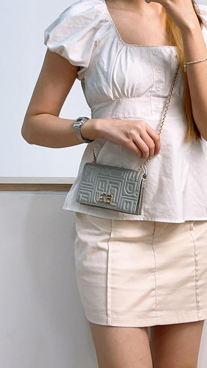 Fendi Silver Metallic Nappa Logo Embossed WOC (GHW)