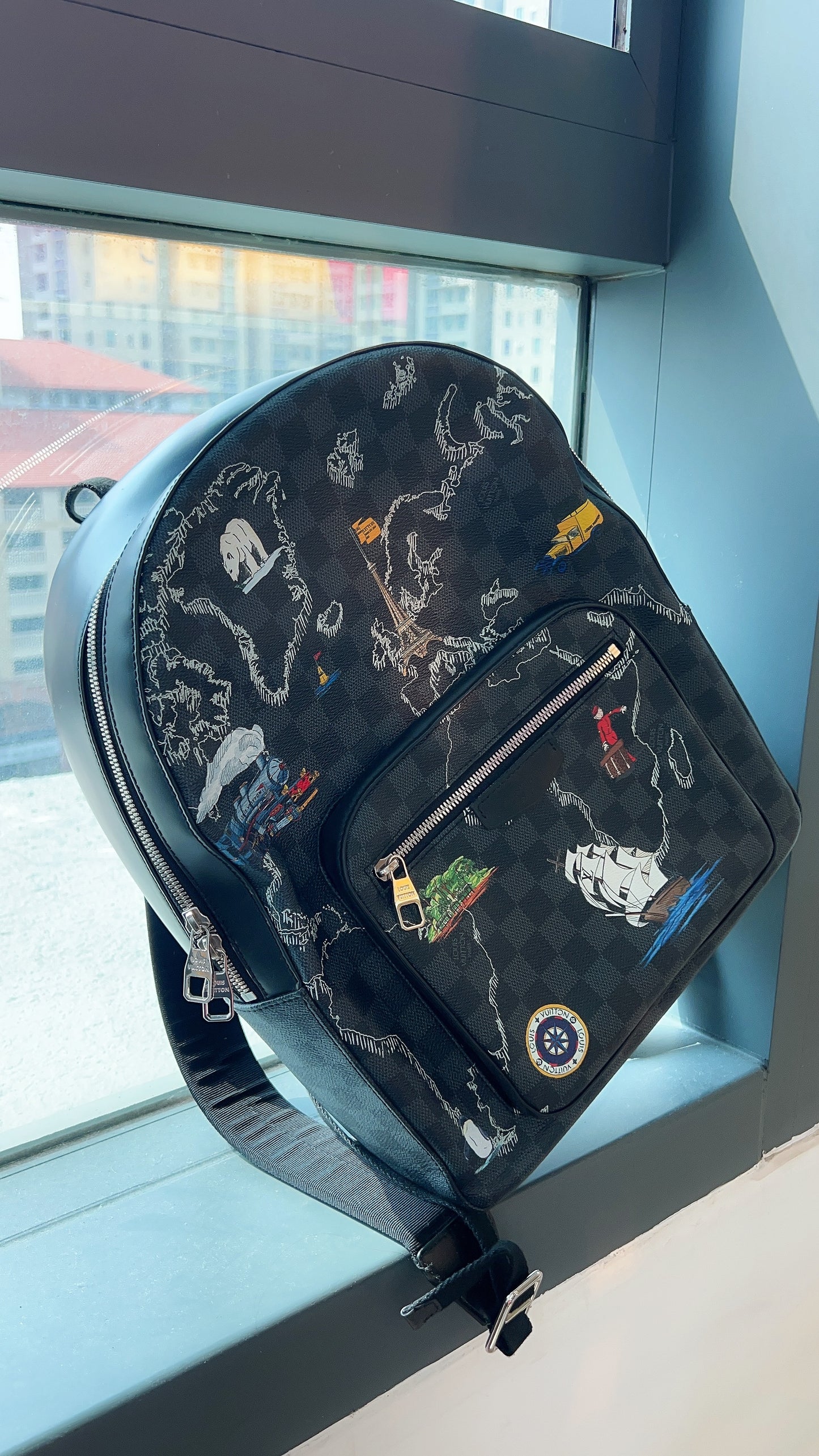 LV Damier Graphite Josh World Map Backpack