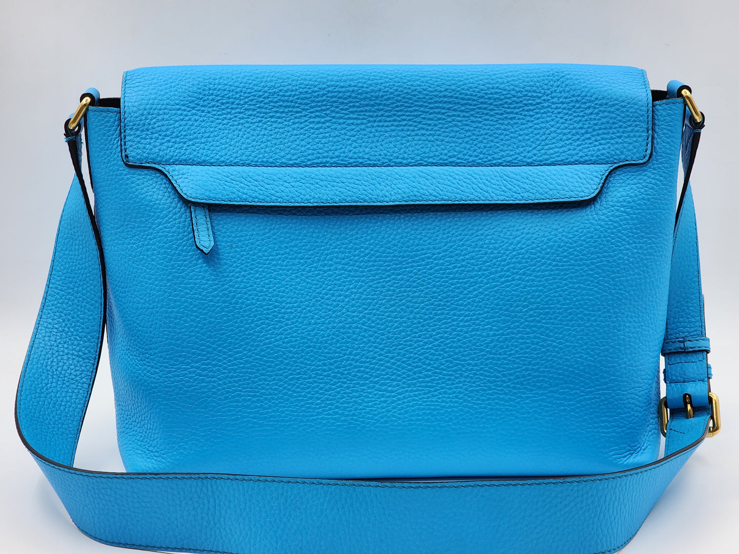 Burberry Blue Grain Calfskin Large Burleigh Messenger Bag