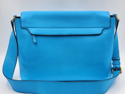 Burberry Blue Grain Calfskin Large Burleigh Messenger Bag