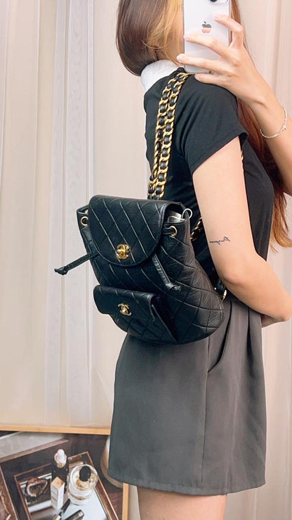 Chanel Black Lambskin Vintage Duma Backpack (GHW)