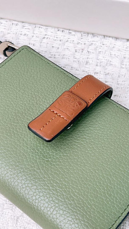 Loewe Calfskin Green Compact Zip Wallet