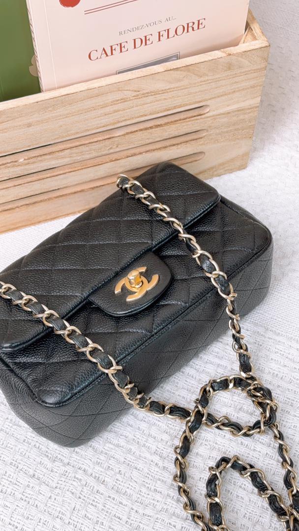 Chanel Black Caviar Mini Rectangular CF (GHW)