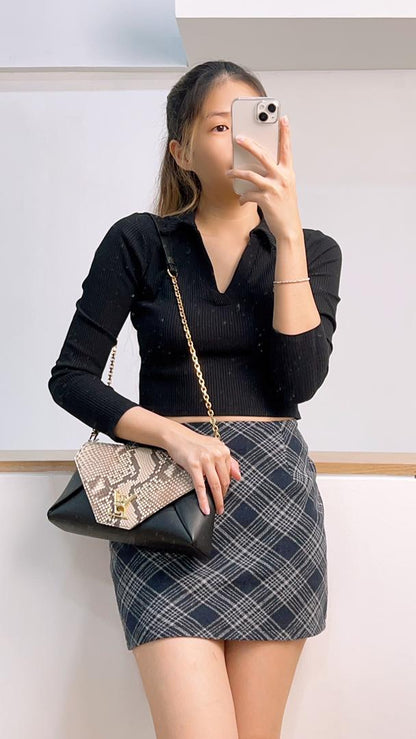 LV Black Calfskin / Python Love Note Chain Shoulder Bag