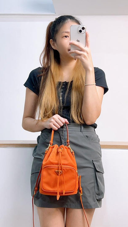 Prada Orange Mini Bucket Bag
