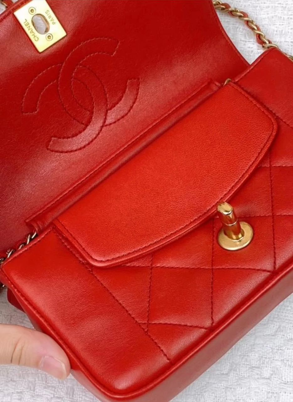 Chanel Red Calfskin Mini Diana Reissue Flap Bag GHW