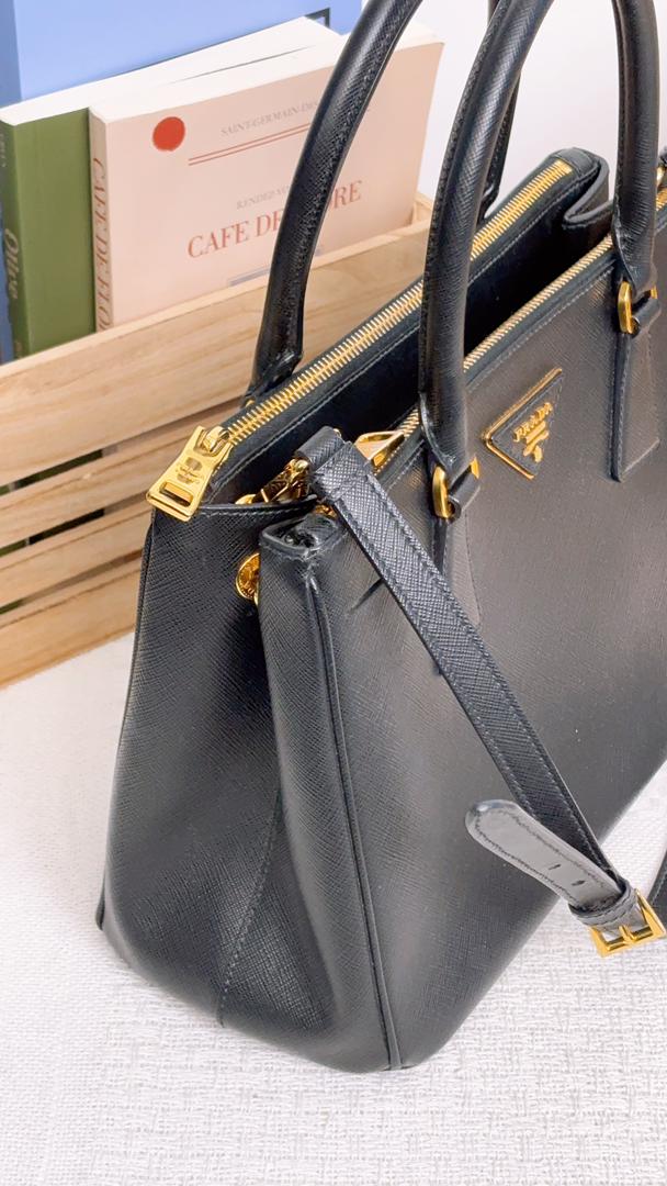 Prada Black Saffiano Small Lux Tote (GHW)