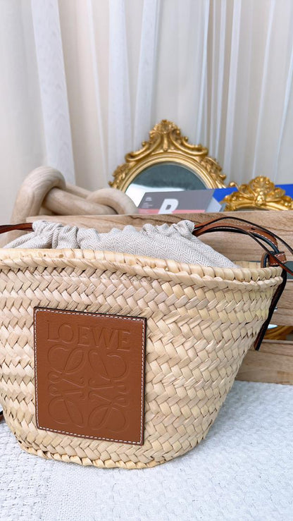 Loewe Anagram Interwoven Raffia Bucket Bag