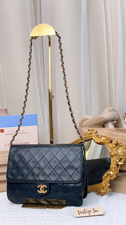 Chanel Black Vintage Button Flap (GHW)