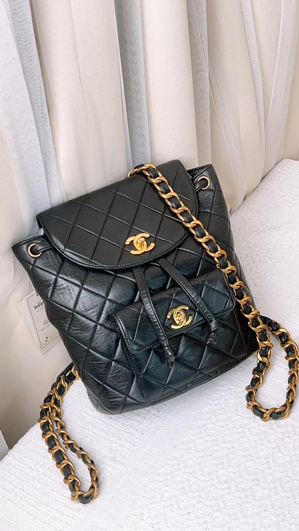 Chanel Black Lambskin Vintage Duma Backpack (GHW)