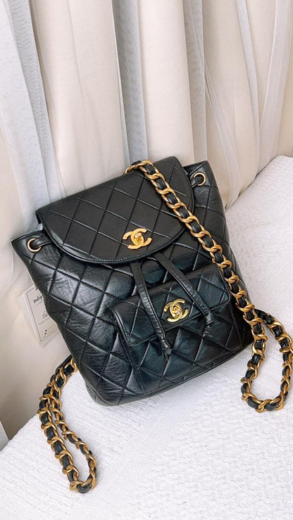 Chanel Black Lambskin Vintage Duma Backpack (GHW)