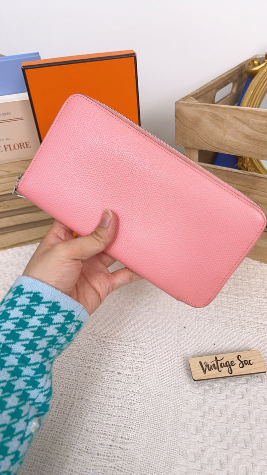 Hermes Pink Silk’in Classique Long Wallet