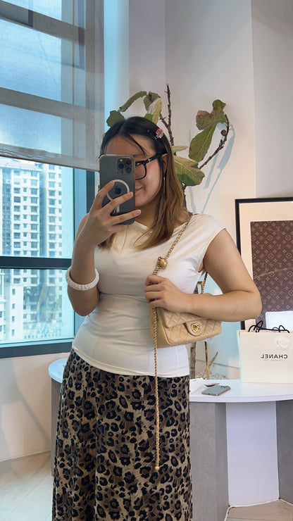 Chanel Beige Lambskin Pearl Crush Mini Rectangular