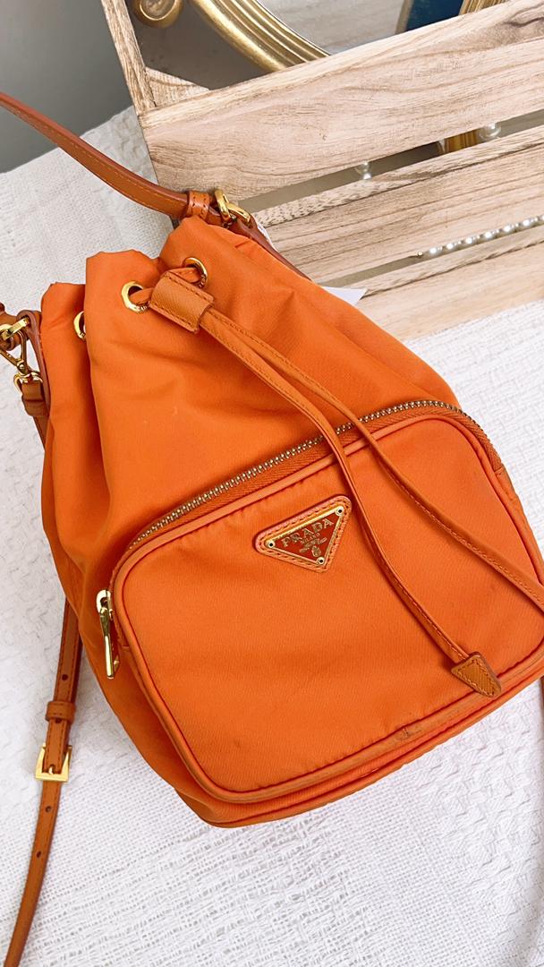 Prada Orange Mini Bucket Bag