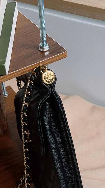 Chanel Black Caviar Vertical Phone Bag Ghw