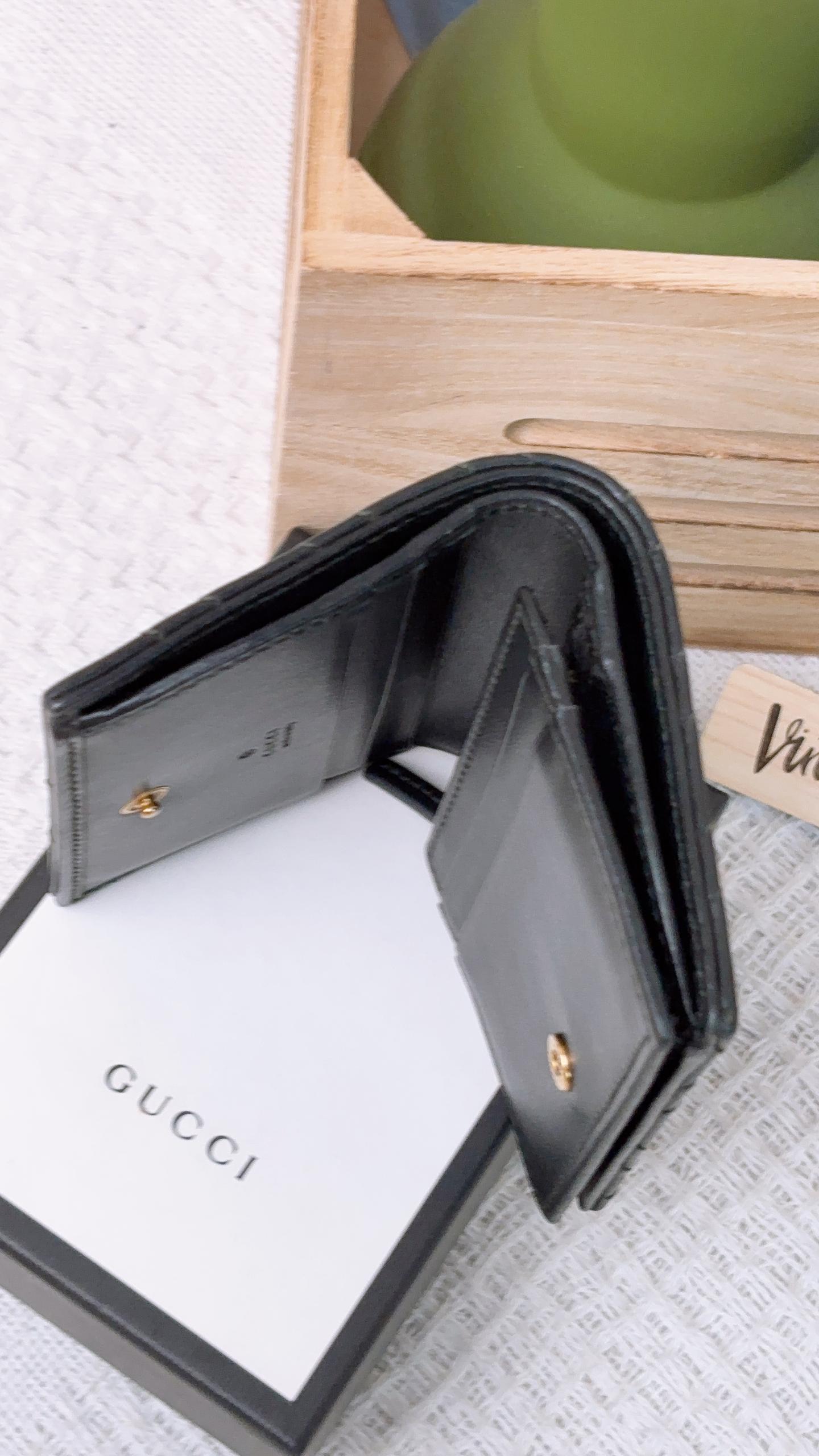 Gucci Black Marmont Bifold Wallet (GHW)