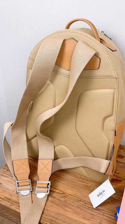 Loewe Camel Beige Calfskin Canvas Backpack