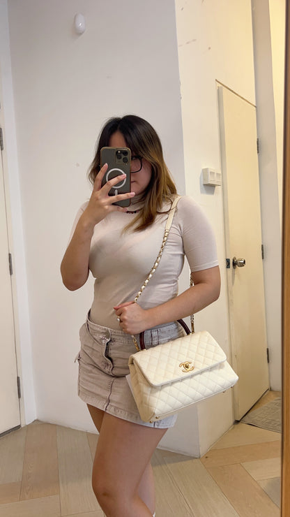 Chanel Ivory Medium Caviar Coco Handle GHW