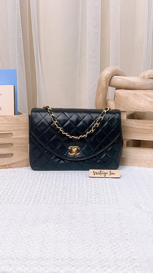 Chanel Black Vintage Half Moon Flap Bag GHW