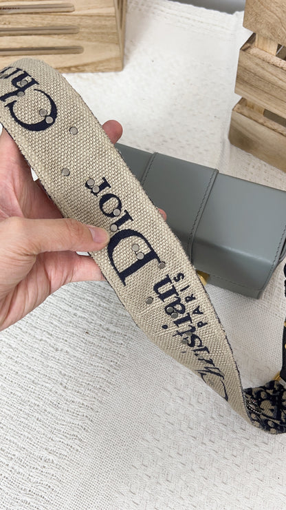 Dior Navy Embroidery Oblique Strap