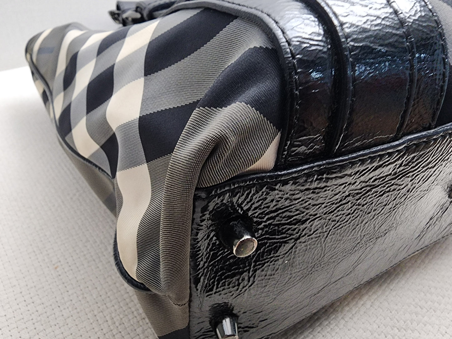 Burberry Black Nylon Beat Check Victoria Tote