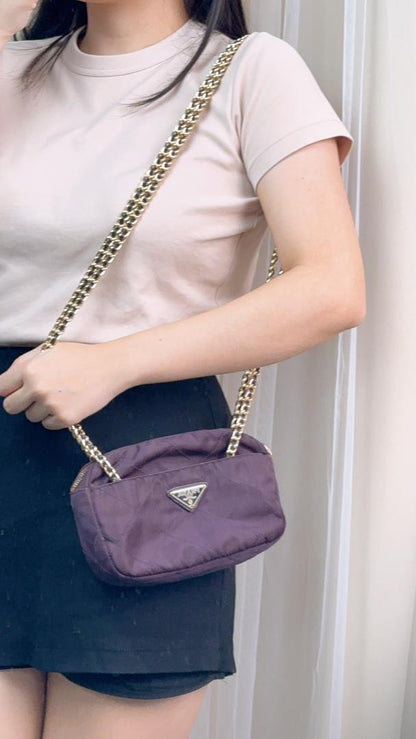 Prada Purple Nylon Crossbody Chain Bag