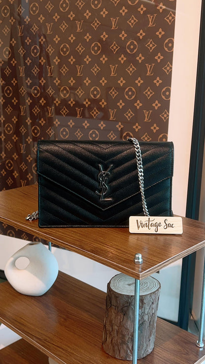 YSL Black Grain de Poudre Small Woc (SHW)