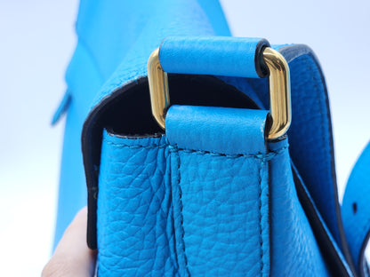 Burberry Blue Grain Calfskin Large Burleigh Messenger Bag