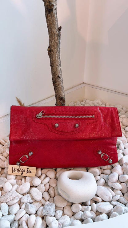 Balenciaga Red Envelope Clutch in Strap
