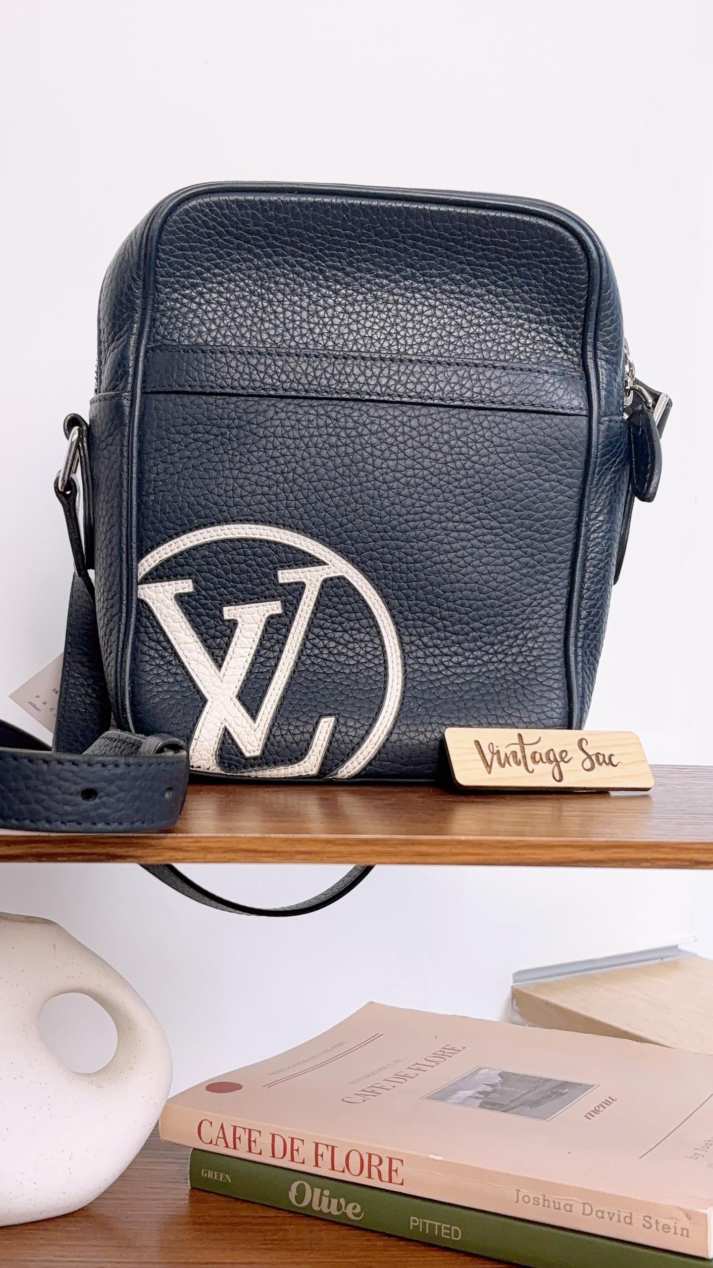 LV Navy Calfskin Logo Danube PM