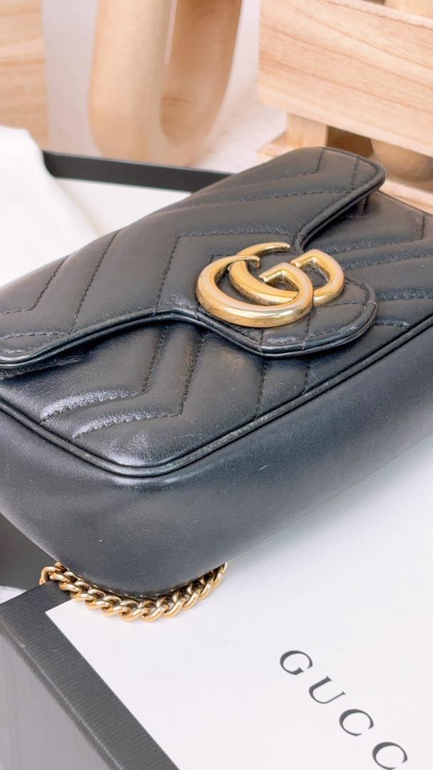 Gucci Black Supermini Marmont (GHW)