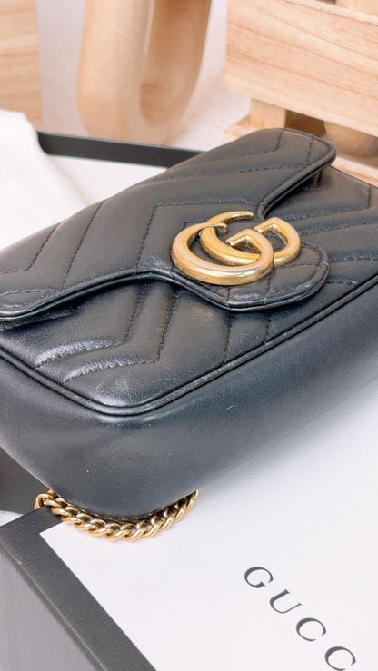 Gucci Black Supermini Marmont (GHW)