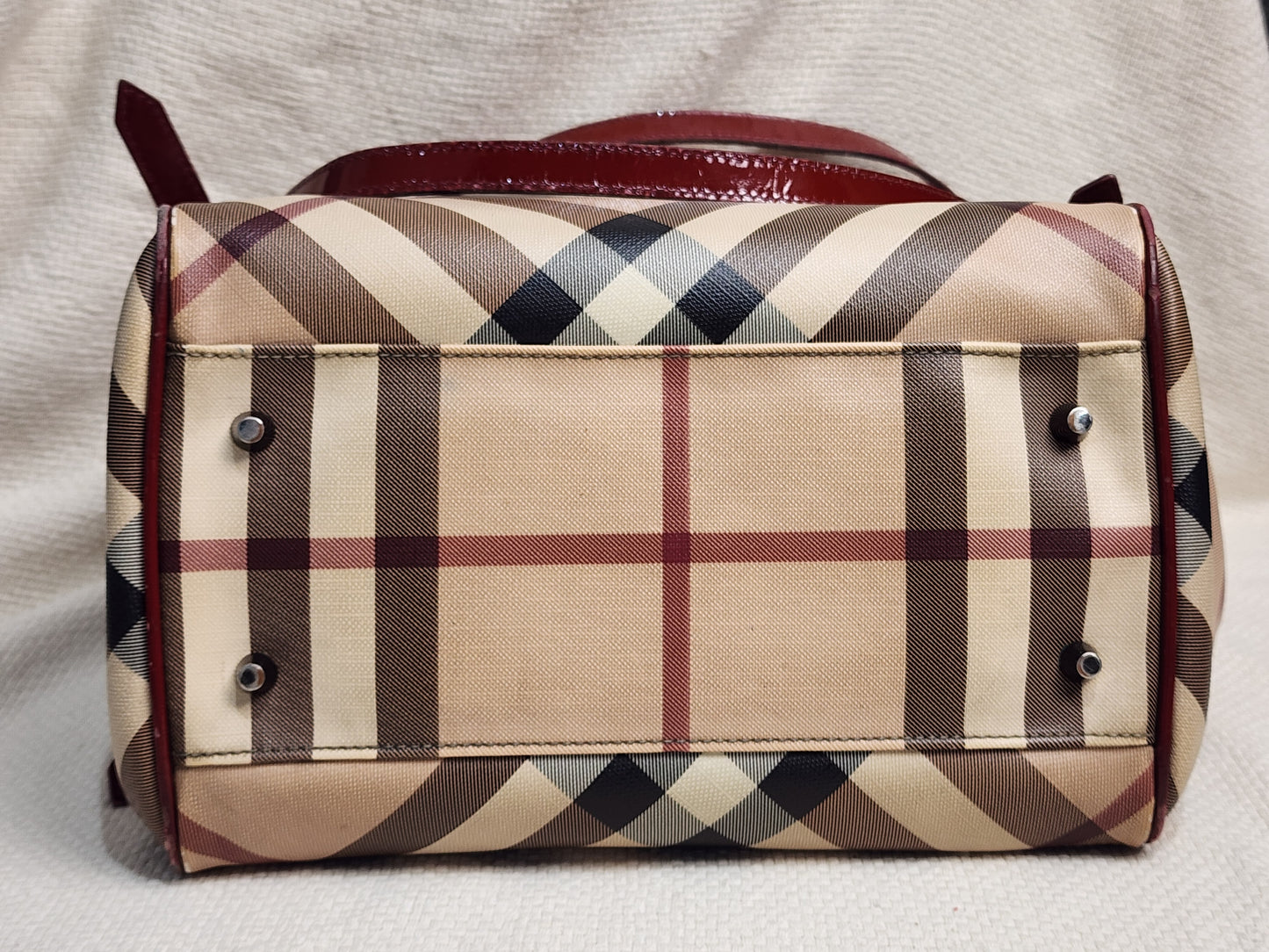 Burberry Red / Beige House Check PVC Cantebury Tote