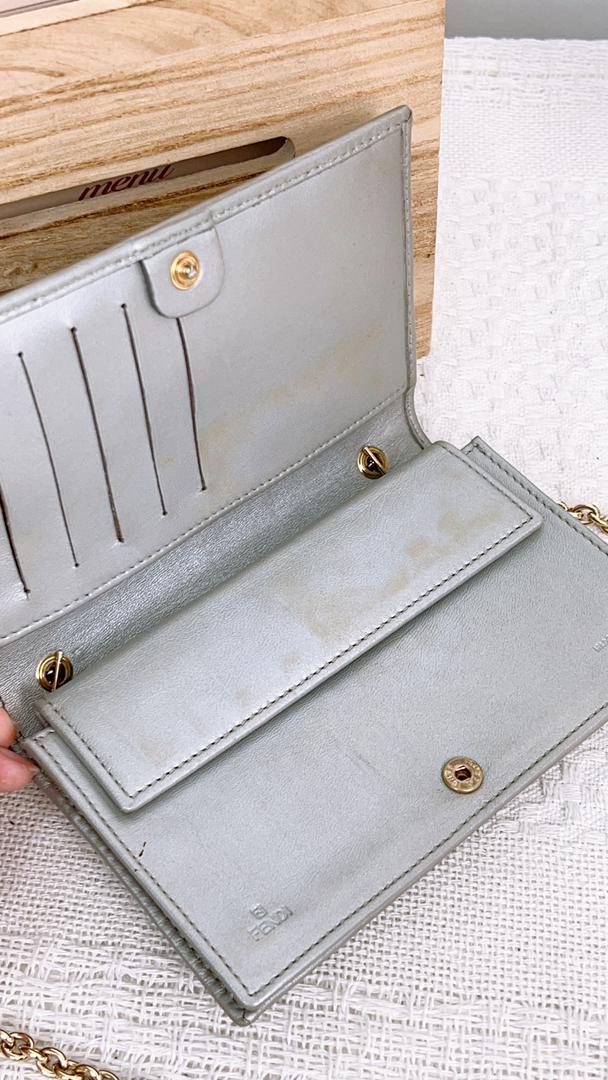 Fendi Silver Metallic Nappa Logo Embossed WOC (GHW)