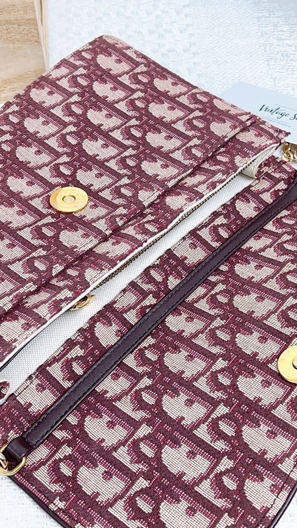 Dior Burgundy Oblique Canvas Saddle Woc