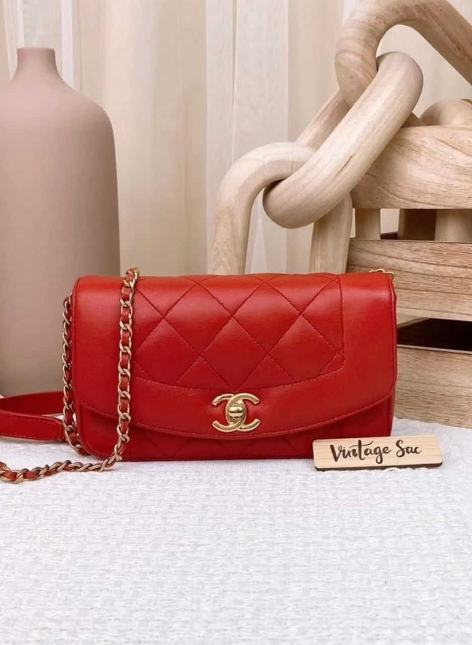Chanel Red Calfskin Mini Diana Reissue Flap Bag GHW