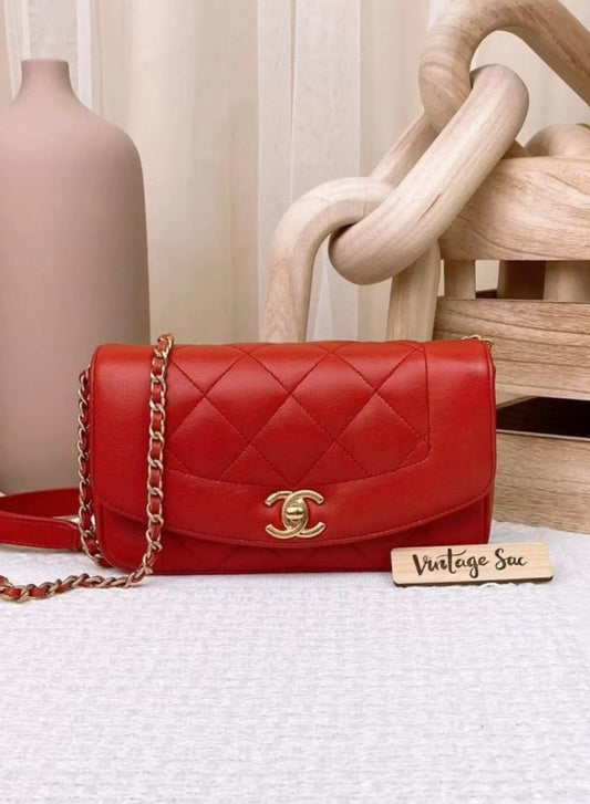 Chanel Red Calfskin Mini Diana Reissue Flap Bag GHW