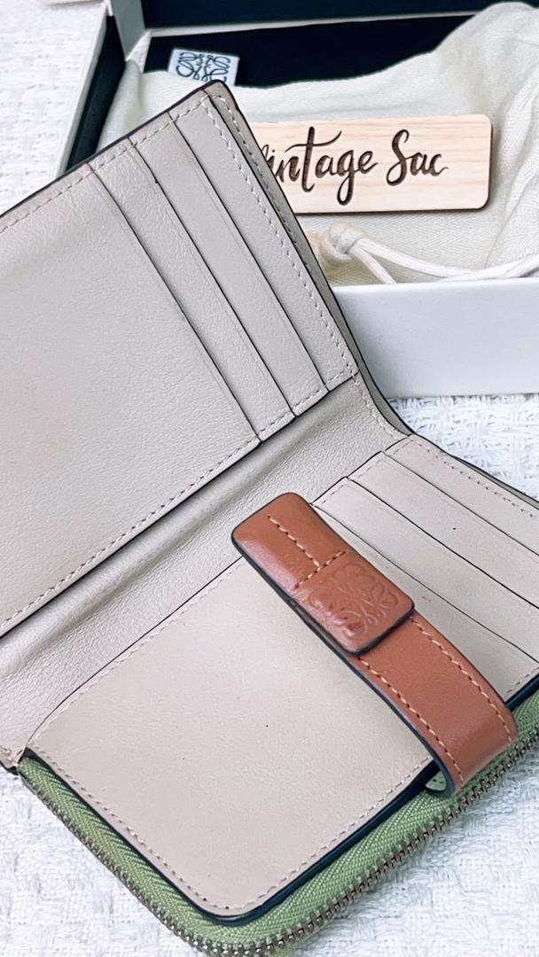 Loewe Calfskin Green Compact Zip Wallet